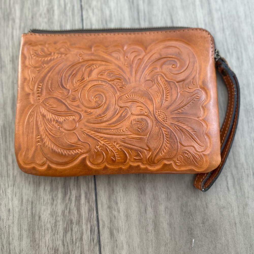 Patricia Nash Embossed Leather Wristlet